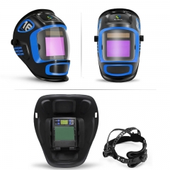 HITBOX Welding Helmet Large Viewing Screen True Color Solar Powered Auto Darkening with LCD Setting Display 4 Arc Sensors Shade 5/9-9/13 for TIG MIG Arc and Grinding